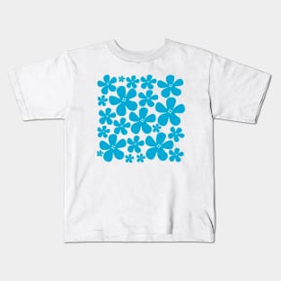 Blue floral flowers pattern design Kids T-Shirt
